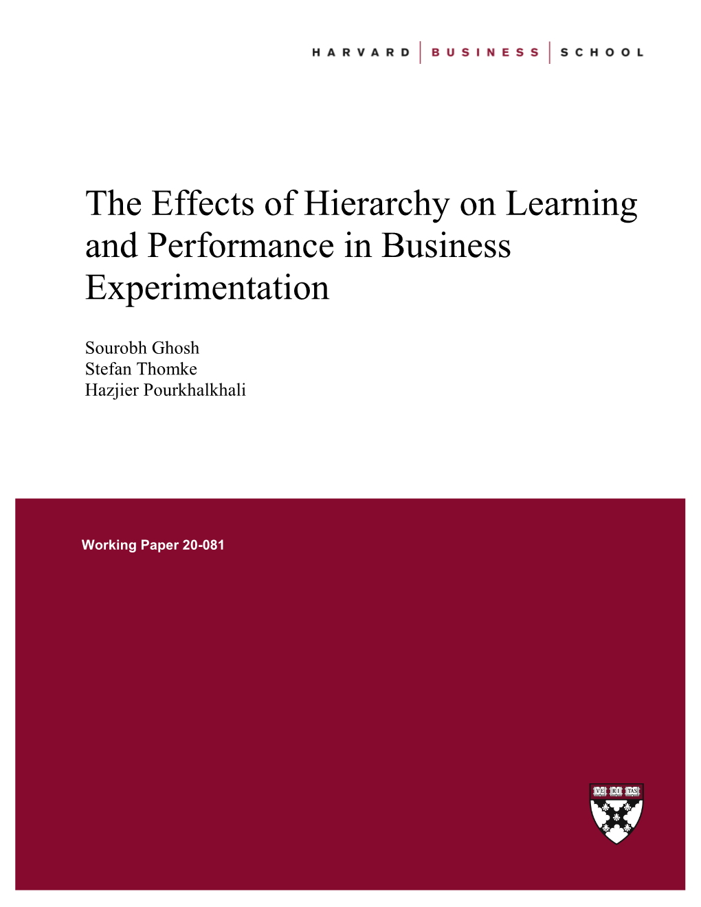 The Effects of Hierarchy on Learning and Performance in Business Experimentation