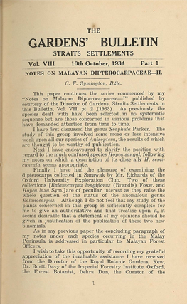 GARDENS' BULLETIN STRAITS SETTLEMENTS - =-=- ~=-=====:---.=====--==--==-= Vol