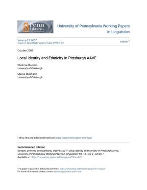 Local Identity and Ethnicity in Pittsburgh AAVE