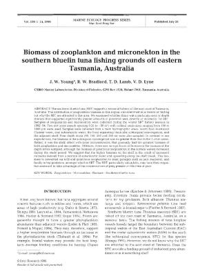 Biomass of Zooplankton and Micronekton in the Southern Bluefin Tuna Fishing Grounds Off Eastern Tasmania, Australia