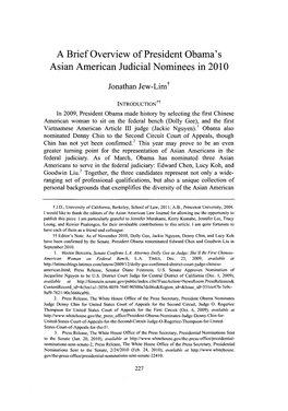 A Brief Overview of President Obama's Asian American Judicial Nominees in 2010