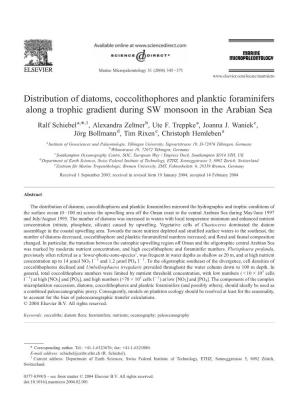 Distribution of Diatoms, Coccolithophores and Planktic Foraminifers Along a Trophic Gradient During SW Monsoon in the Arabian Sea