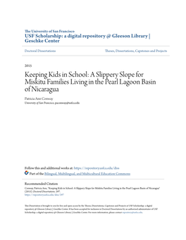 A Slippery Slope for Miskitu Families Living in the Pearl Lagoon Basin of Nicaragua Patricia Ann Conway University of San Francisco, Paconway@Usfca.Edu