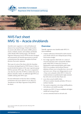NVIS Fact Sheet MVG 16 – Acacia Shrublands