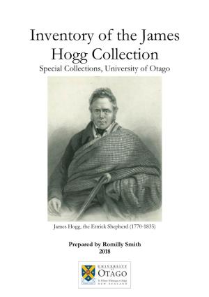 Inventory of the James Hogg Collection Special Collections, University of Otago