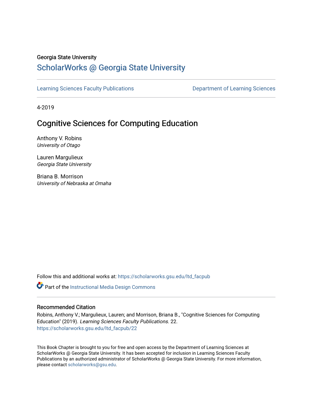 Cognitive Sciences for Computing Education
