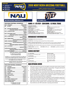 FB Game Notes at UTEP (9-1-18).Indd