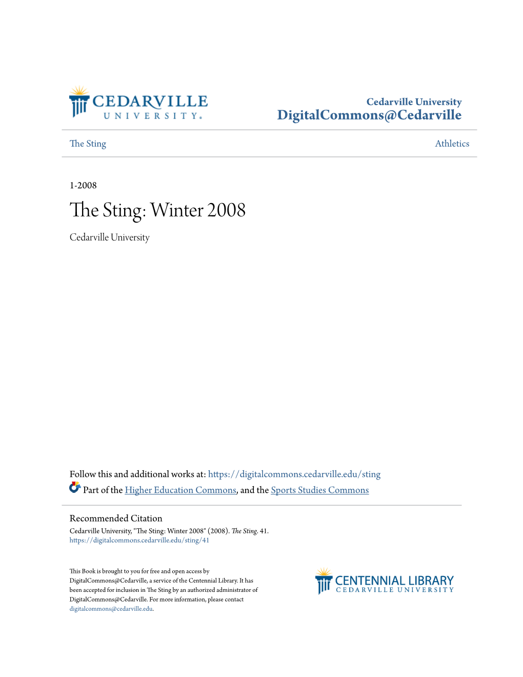 The Sting: Winter 2008