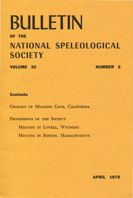 Bulletin of the National Speleological Society