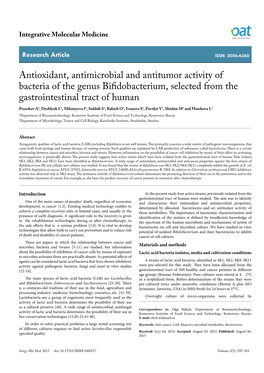 Antioxidant, Antimicrobial and Antitumor Activity of Bacteria of The