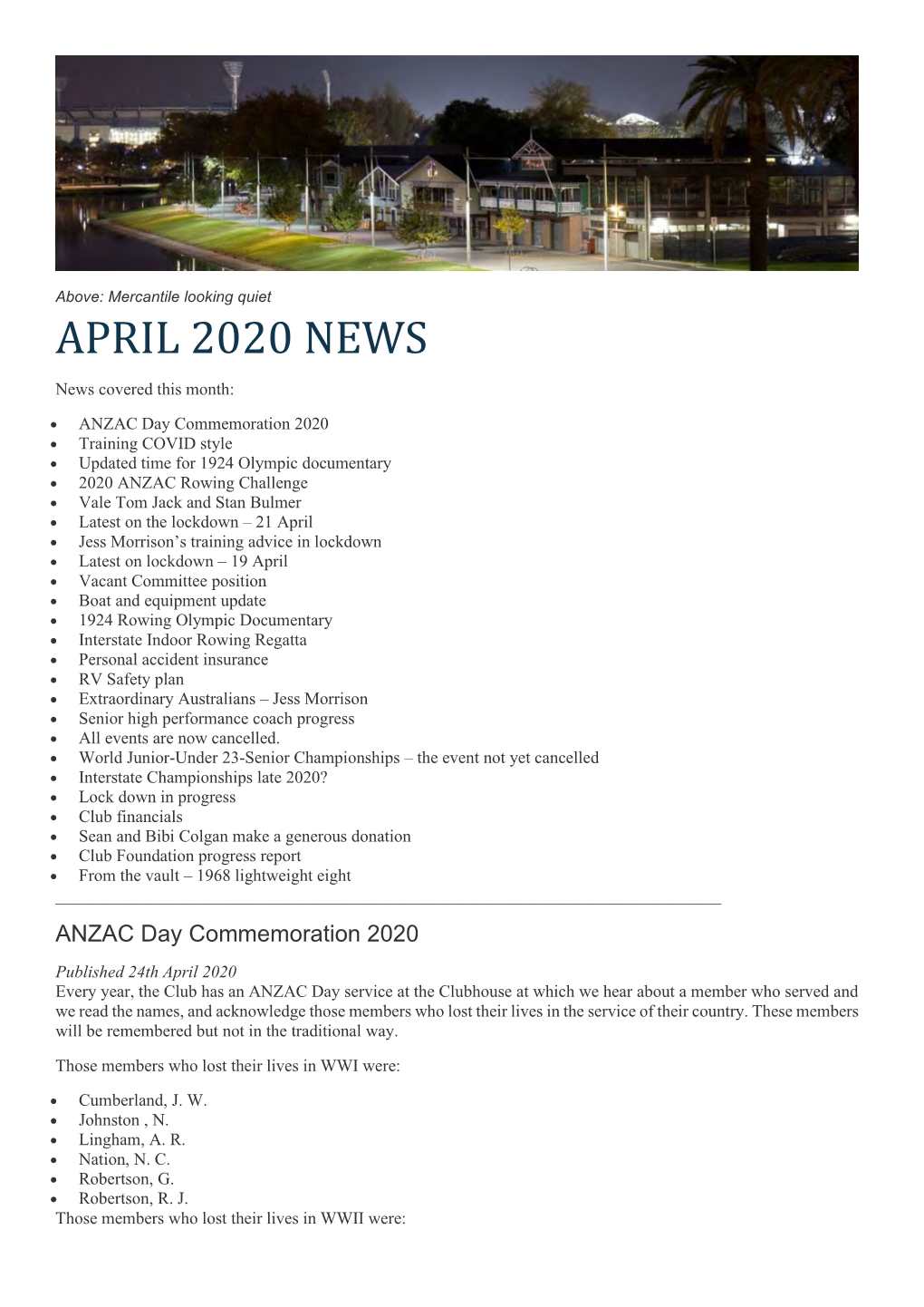 April 2020 News