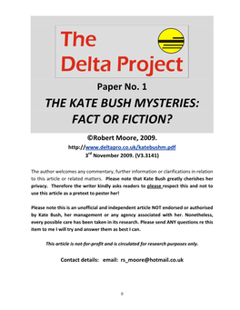 The Kate Bush Mysteries: Fact Or Fiction?