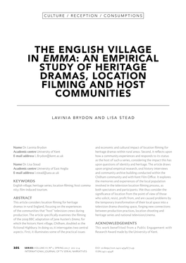 The English Village in Emma: an Empirical Study of Heritage Dramas, Location Filming and Host Communities