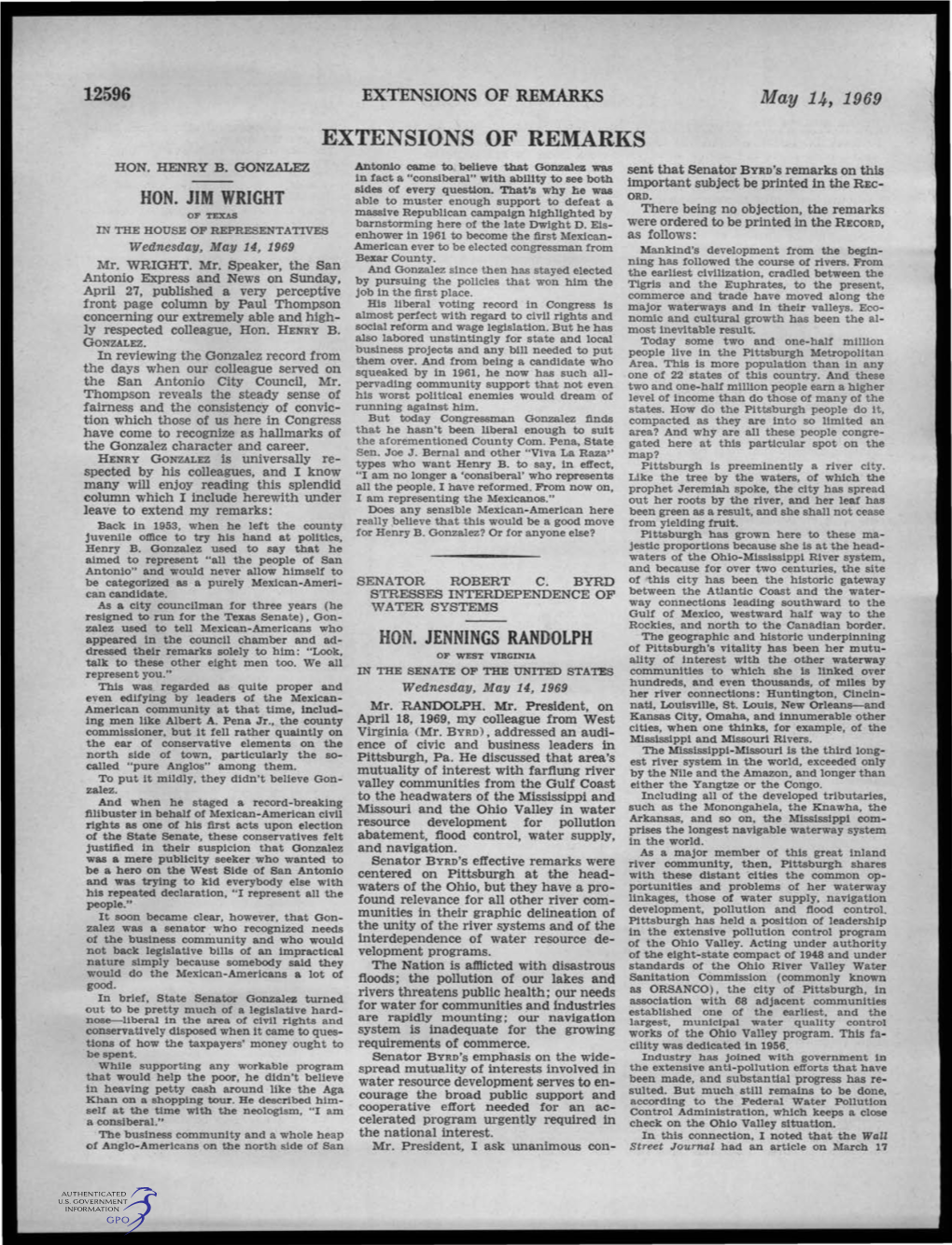 EXTENSIONS of REMARKS May 14, 1969 EXTENSIONS of REMARKS HON