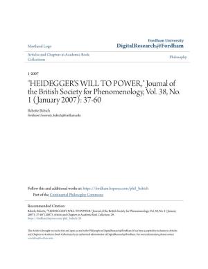 Heidegger's Will to Power