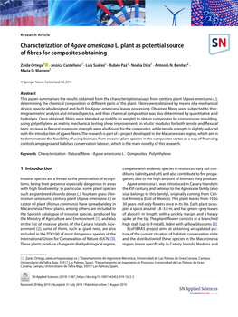 Characterization of Agave Americana L. Plant As Potential Source of Fibres