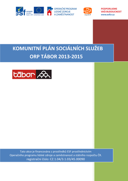 Komunitní Plán Sociálních Služeb Orp Tábor 2013-2015