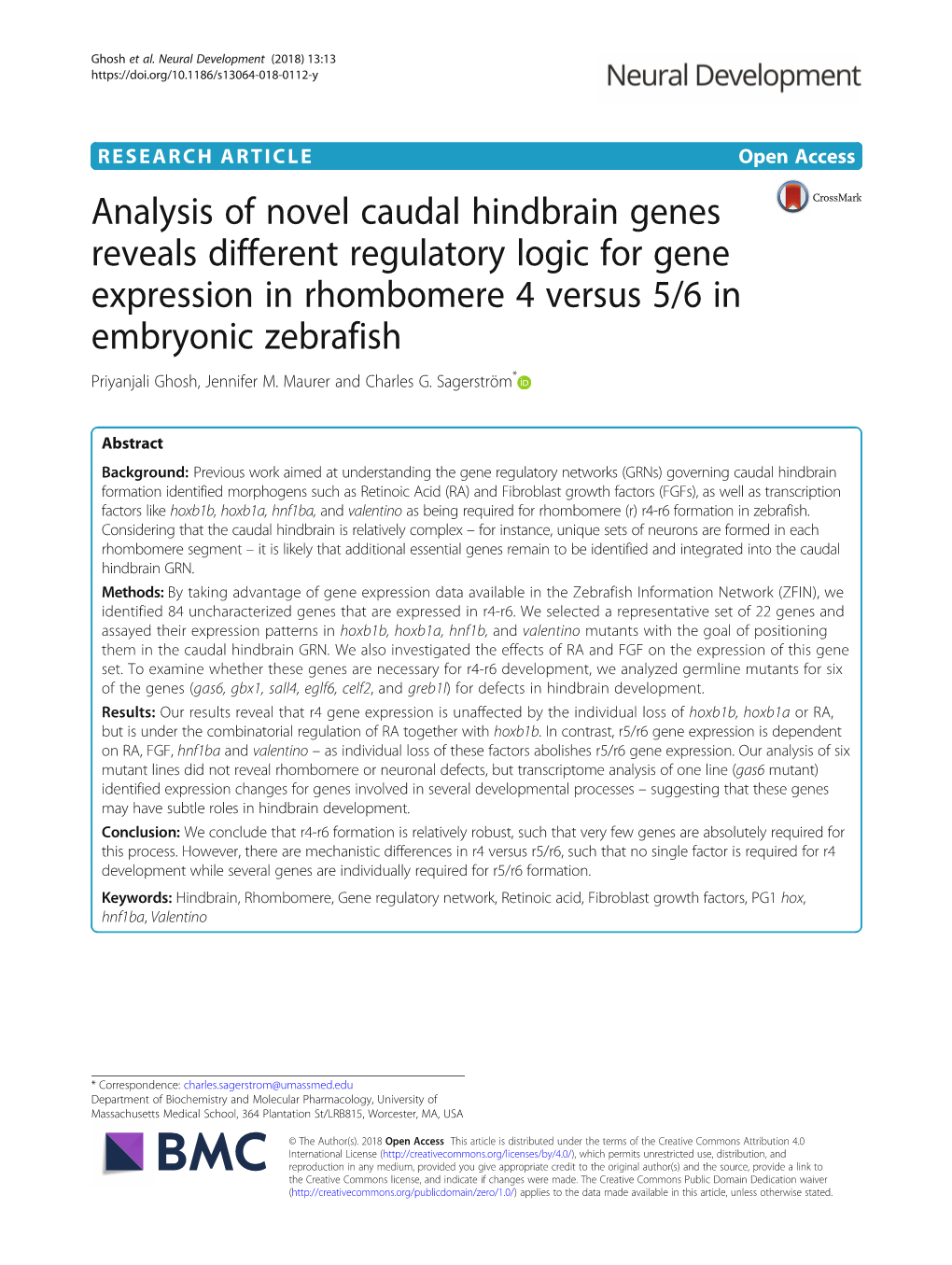 Analysis of Novel Caudal Hindbrain Genes Reveals Different Regulatory