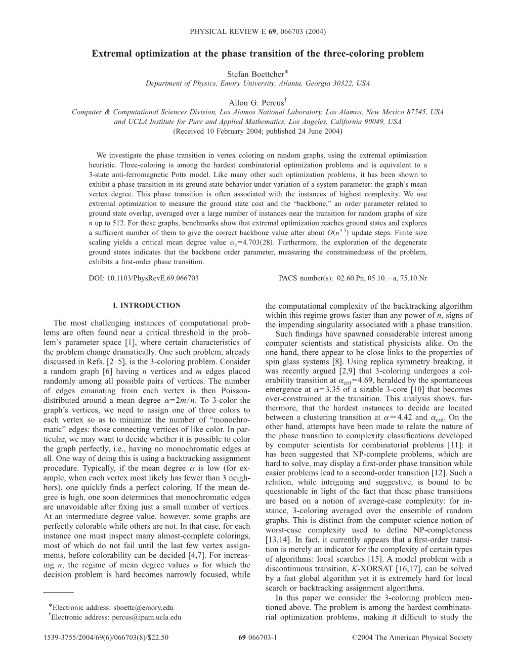 Extremal Optimization at the Phase Transition of the 3-Coloring Problem