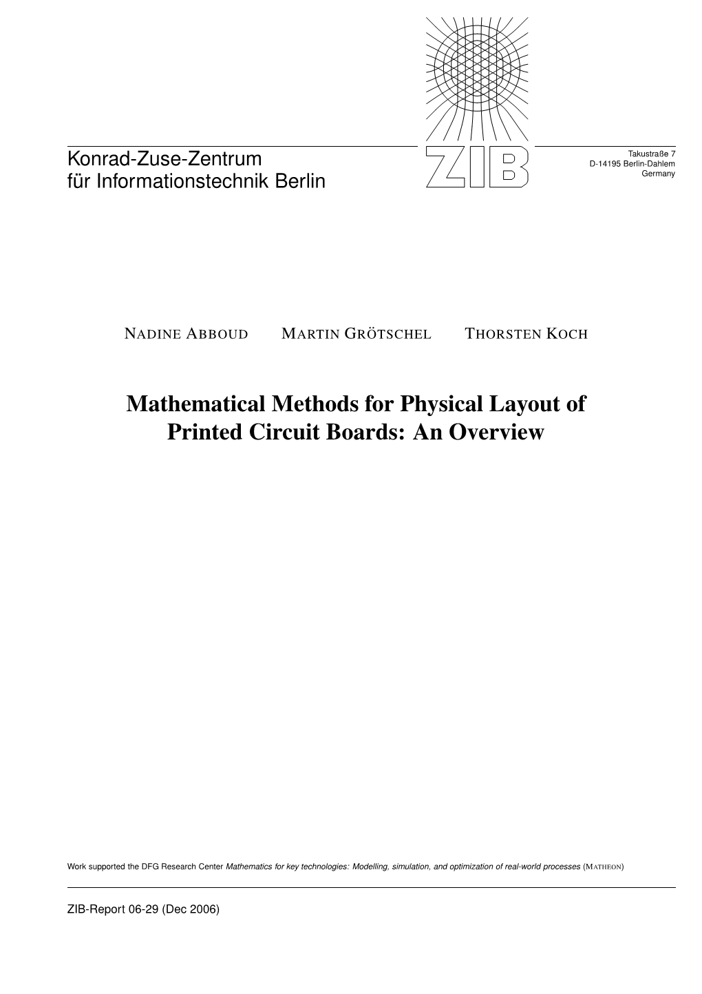 Mathematical Methods for Physical Layout of Printed Circuit Boards: an Overview