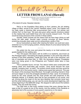 Letter from Lanai