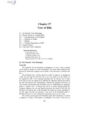 Chapter 57 Veto of Bills