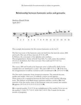Relationship Between Harmonic Series and Gematria