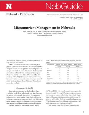 Micronutrient Management in Nebraska Bijesh Maharjan, Tim M