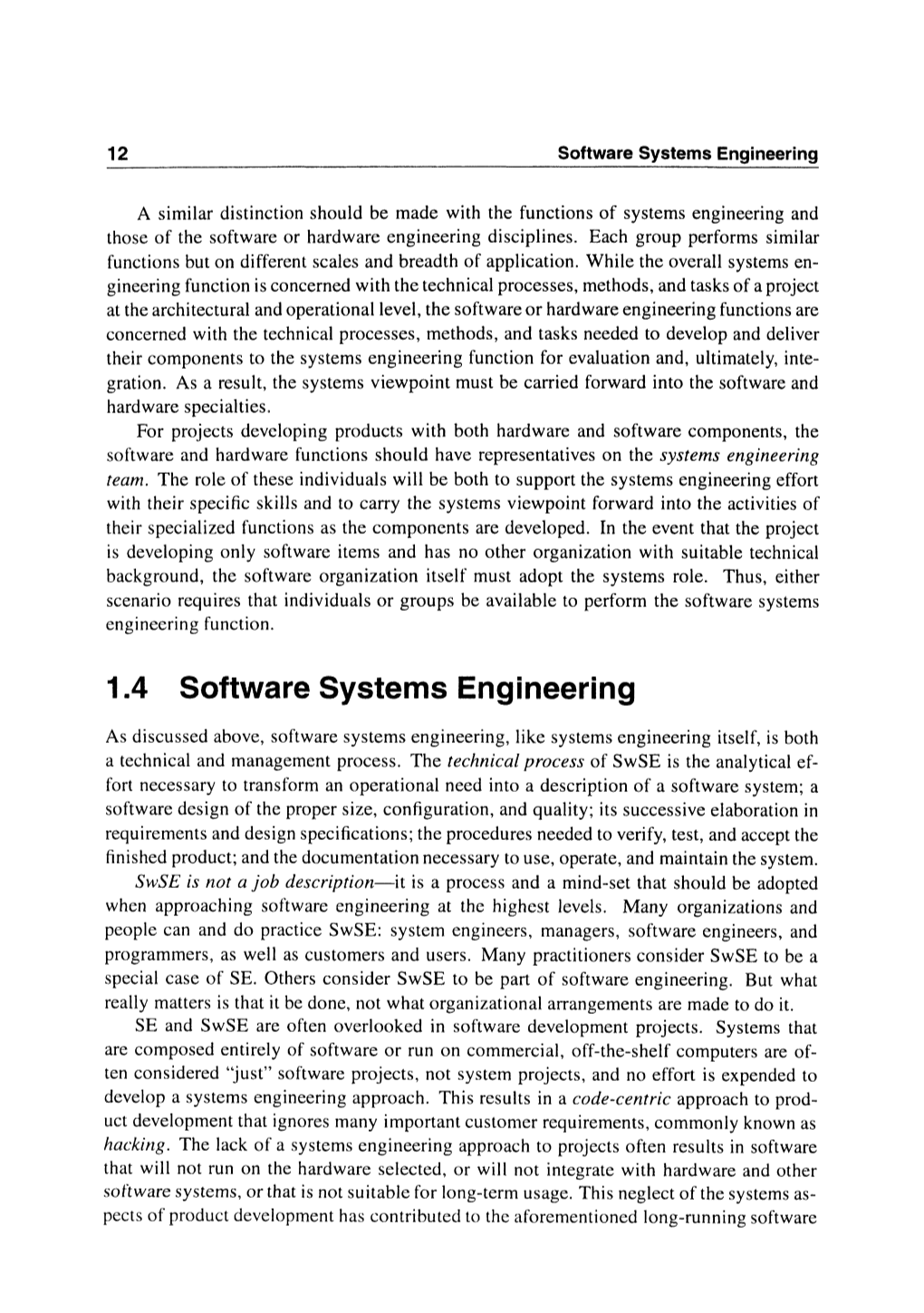 1.4 Software Systems Engineering