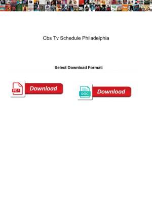 Cbs Tv Schedule Philadelphia