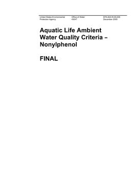 Aquatic Life Ambient Water Quality Criteria B Nonylphenol