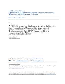 A PCR/Sequencing Technique to Identify Species and Genotypes Of