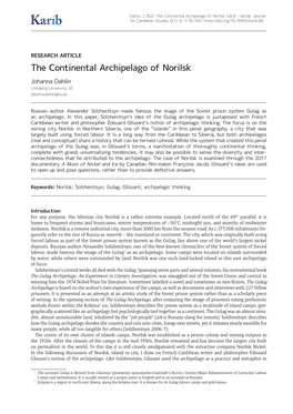 The Continental Archipelago of Norilsk