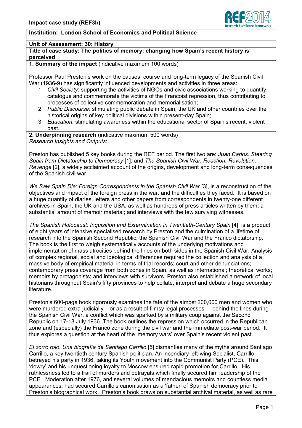 Impact Case Study (Ref3b) Page 1 Institution