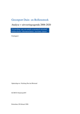 Greenport Duin- En Bollenstreek Analyse + Uitvoeringsagenda 2006-2020