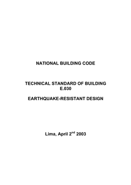 National Building Code Technical Standard Of