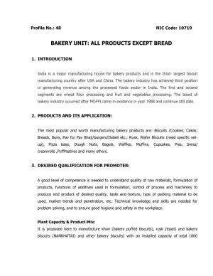 Bakery Unit: All Products Except Bread