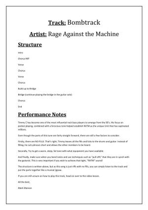 Bombtrack Artist: Rage Against the Machine Structure