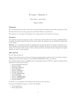 R Course - Exercice 1