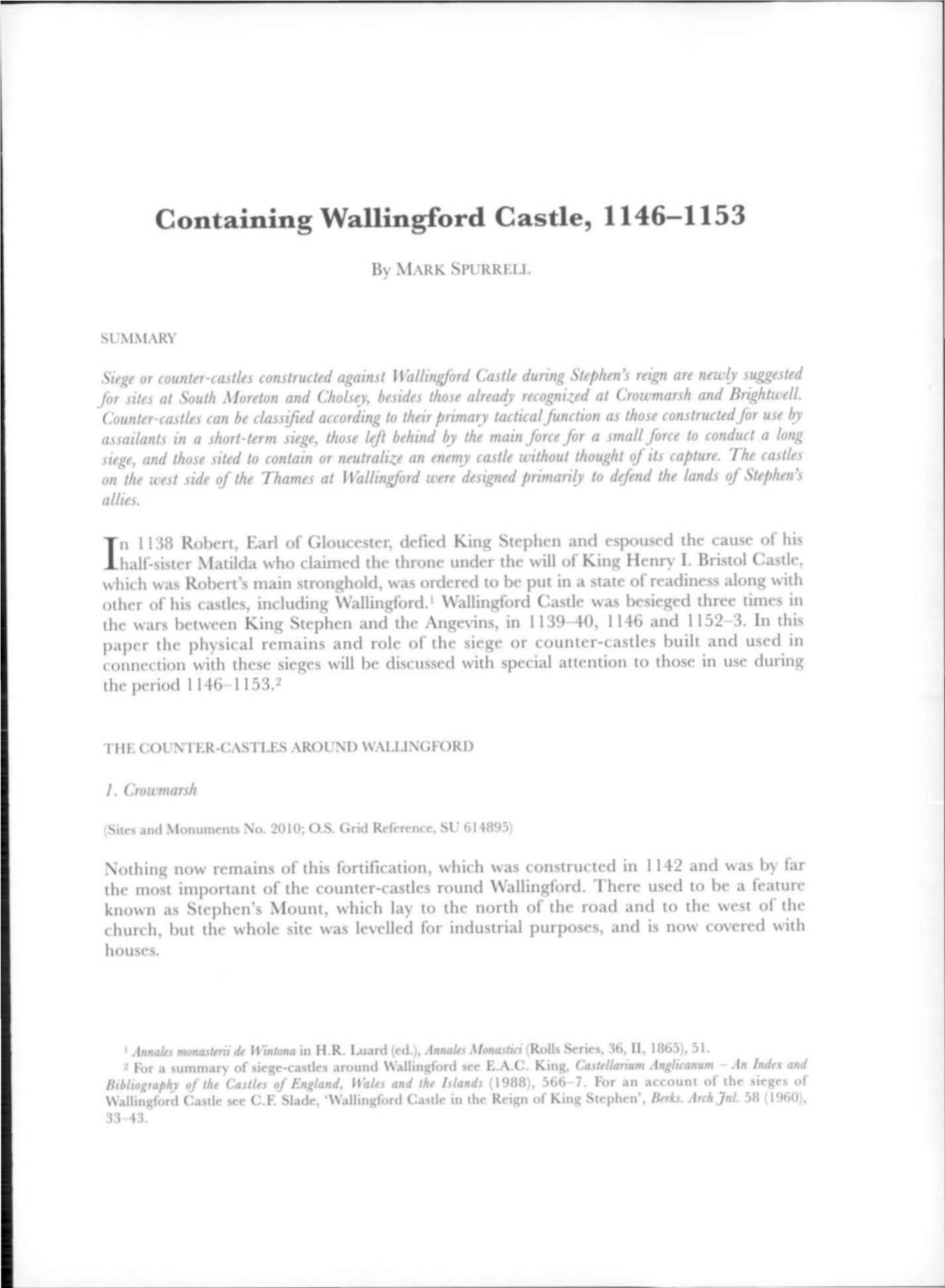 Containing Wallingford Castle, 1146-1153