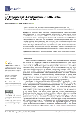 An Experimental Characterization of Torveastro, Cable-Driven Astronaut Robot