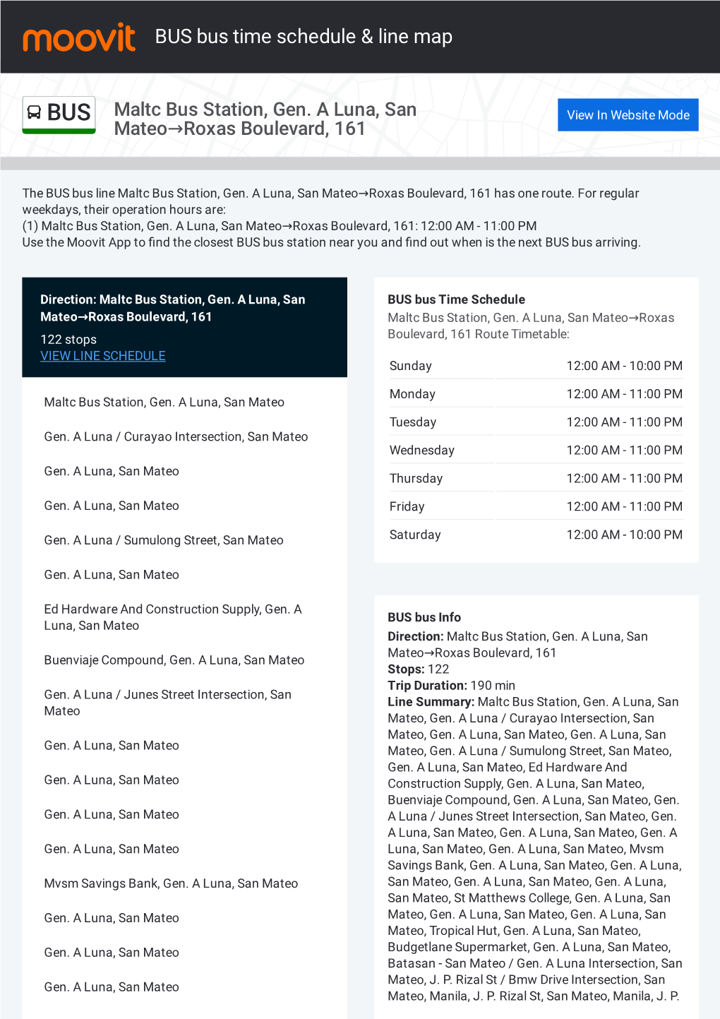 BUS Bus Time Schedule & Line Route