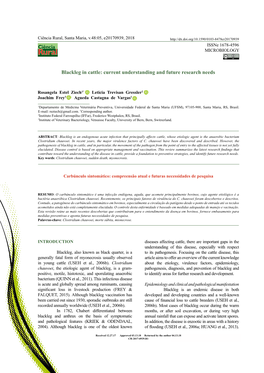 Blackleg in Cattle: Current Understanding and Future Research Needs