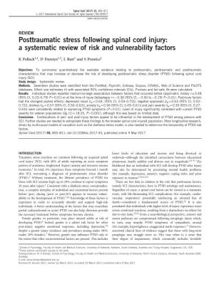 Posttraumatic Stress Following Spinal Cord Injury: a Systematic Review of Risk and Vulnerability Factors