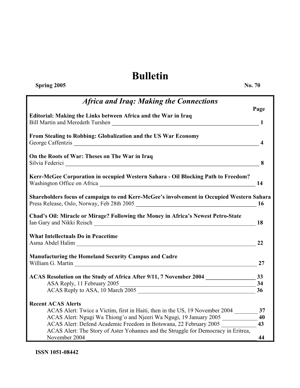 Bulletin Spring 2005 No