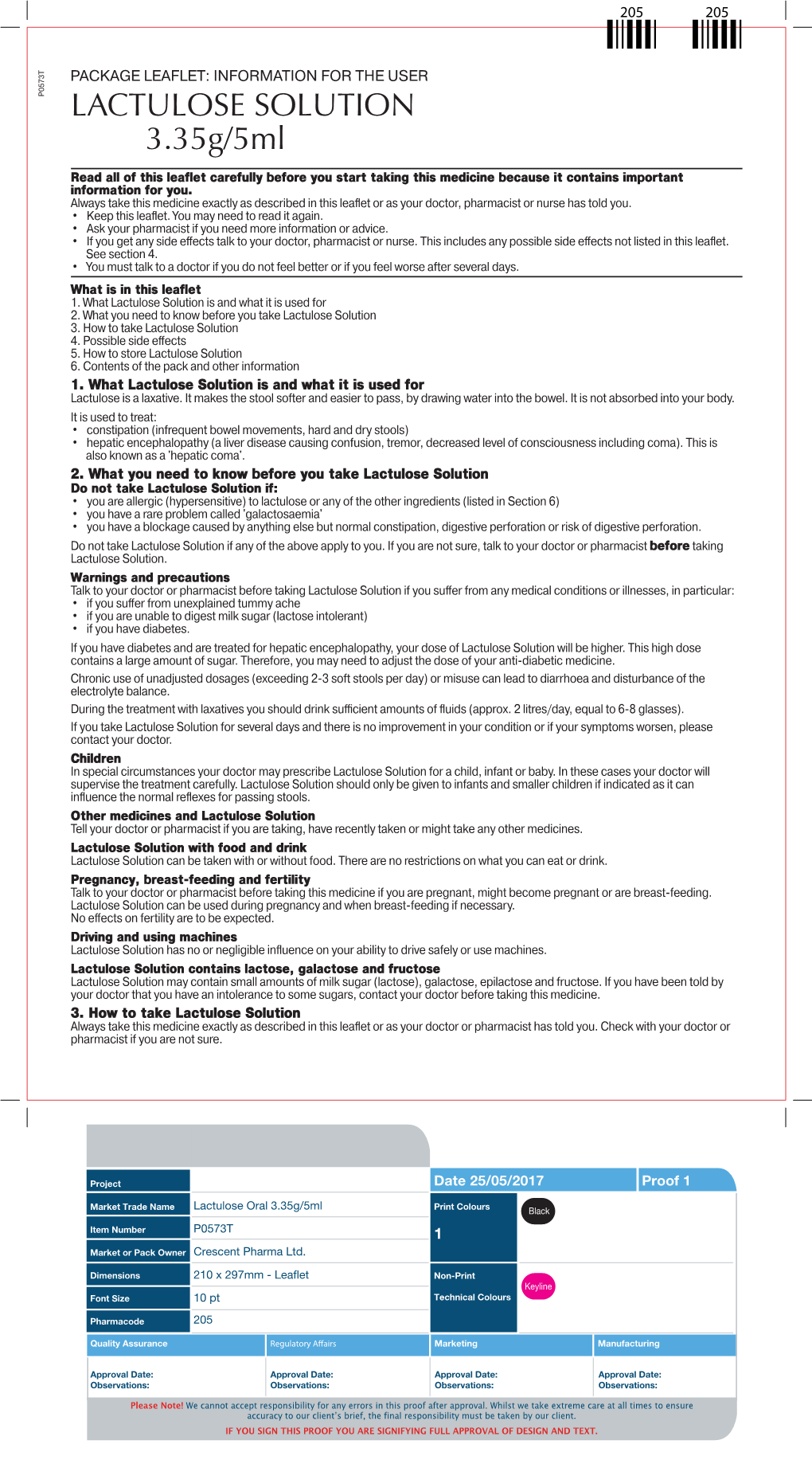 LACTULOSE SOLUTION 3.35G/5Ml