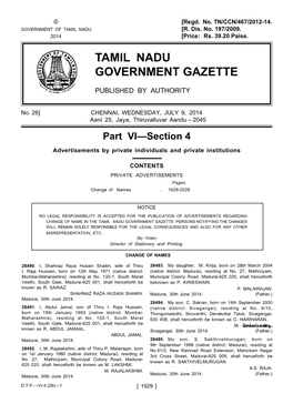 Tamil Nadu Government Gazette