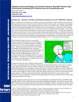 Reliable and Accurate Weather and Climate Prediction: Why IBM