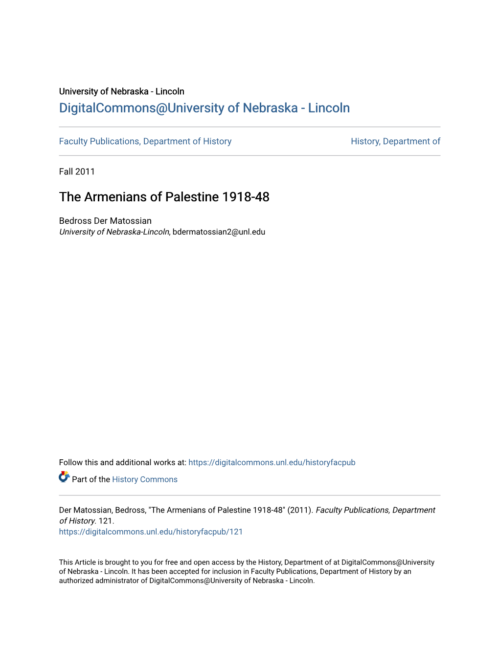 The Armenians of Palestine 1918-48