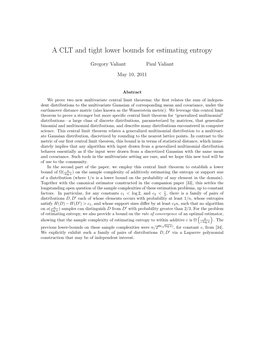 A CLT and Tight Lower Bounds for Estimating Entropy